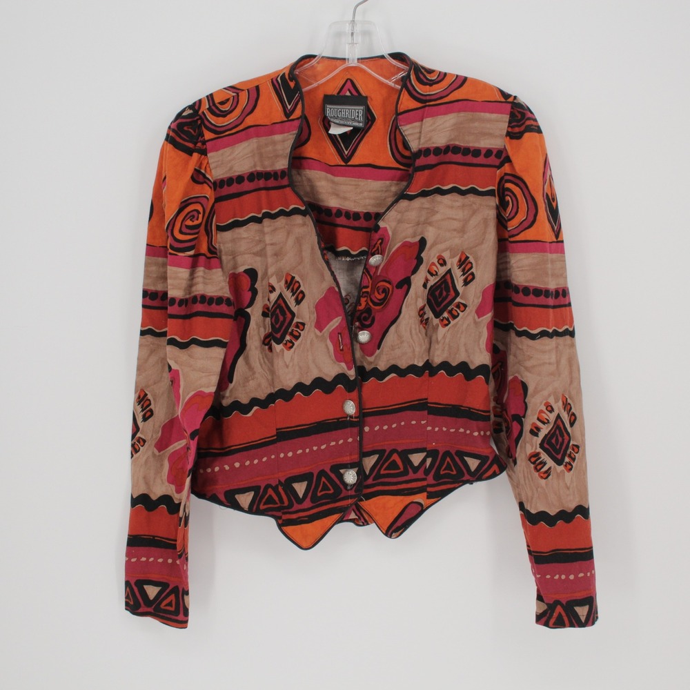 Roughrider Circle T Vintage‎ Women's Western Jacket Corset Back Cropped Size M